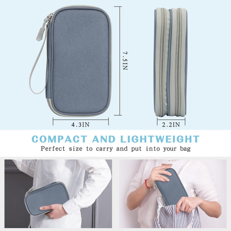 FYY منظم إلكتروني FYY، حقيبة تنظيم كابلات السفر، حقيبة ملحقات إلكترونية محمولة مقاومة للماء بطبقتين، حقيبة تخزين شاملة لجميع الكابلات، الشاحن، الهاتف، سماعة الأذن باللون الرمادي الفاتح - Image 2