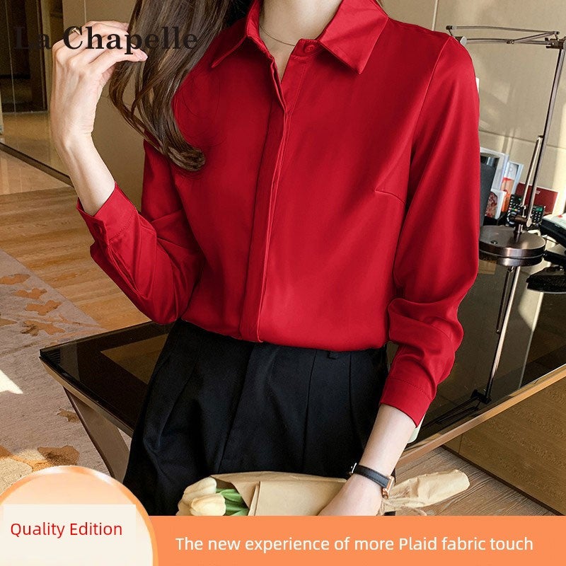 La Chapelle white long-sleeved shirt women's spring 2026 new chiffon job interview formal loose shirt - Image 2
