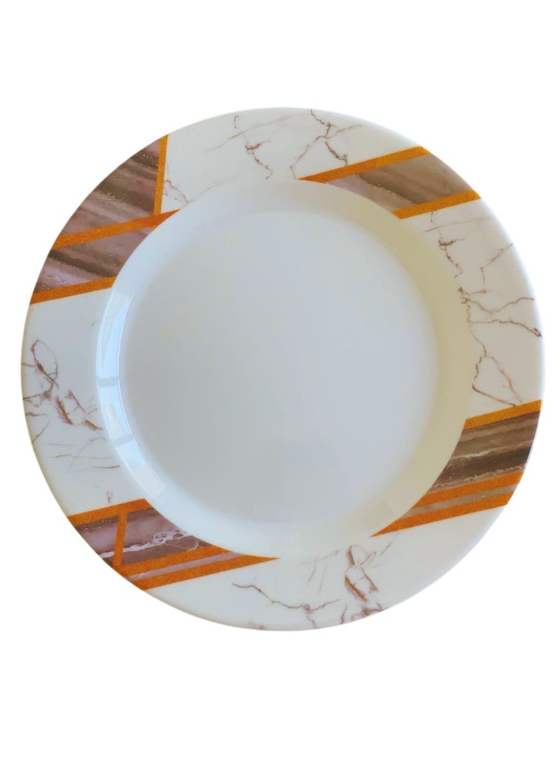 ALLKING Melamine Dinner Plate 10" - Plate with playful Classic decoration, dishwasher safe | Dinner Plates for Everyday Use, Break-resistant and Lightweight | D601 | Set of 3 | Brown - Image 1