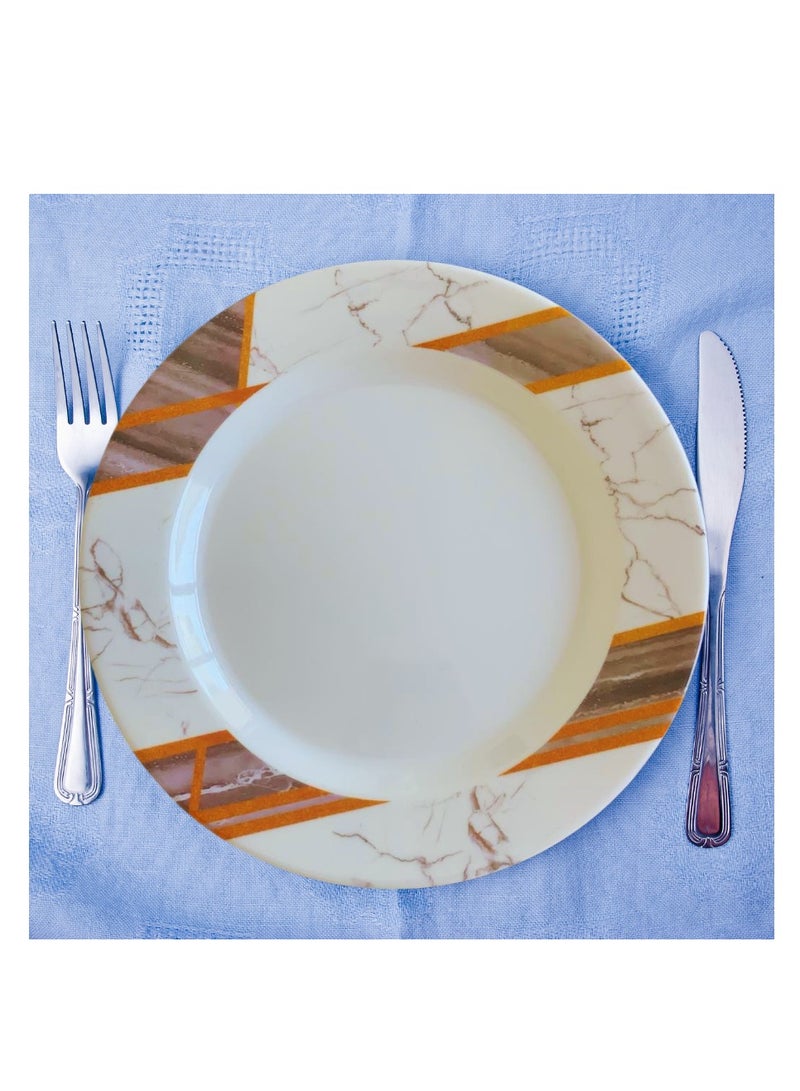 ALLKING Melamine Dinner Plate 10" - Plate with playful Classic decoration, dishwasher safe | Dinner Plates for Everyday Use, Break-resistant and Lightweight | D601 | Set of 3 | Brown - Image 4