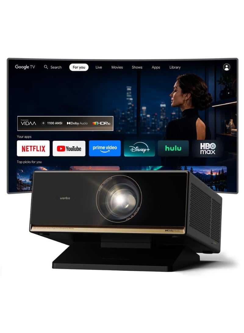 wanbo X5S Smart TV Projector 1080P FHD, 1100 ANSI Brightness, VIDAA OS, WiFi 5 & Bluetooth 5.0, HDR10, Dolby Audio, HDMI 2.1, 1GB RAM + 8GB ROM, Voice Control, Home Cinema & Outdoor Movie Projector X5s X5s - Image 1