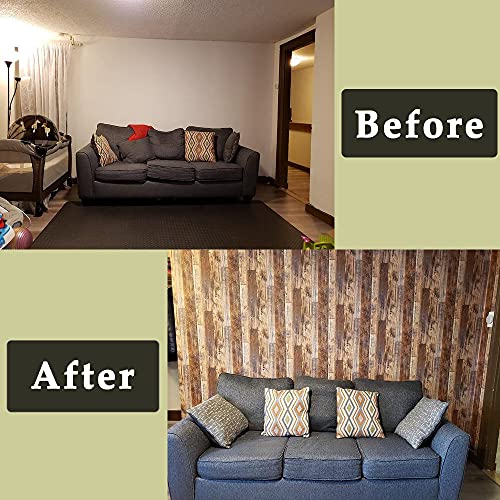 Hopeak Faux Wood Wallpaper Peel and Stick Self-Adhesive Vinyl Decorative Wallpaper Removable and Waterproof 17.5 x 393.7 Inches Brown - Image 5