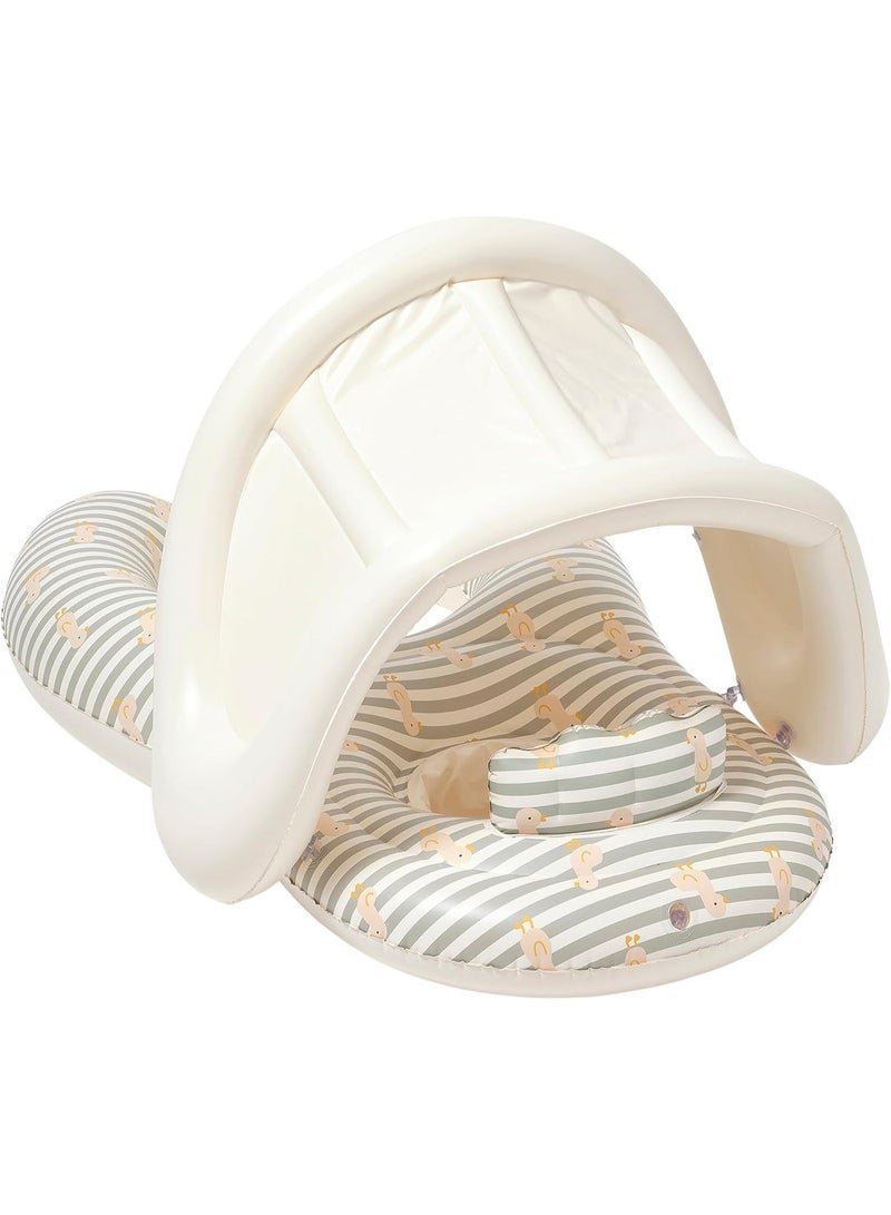 Sunnylife Float Together Baby Seat Dex The Duck Yellow, Removable Shade Canopy, Soft Leg Support, Caregiver & Baby Dual Float, Baby Pool Seat - Image 1