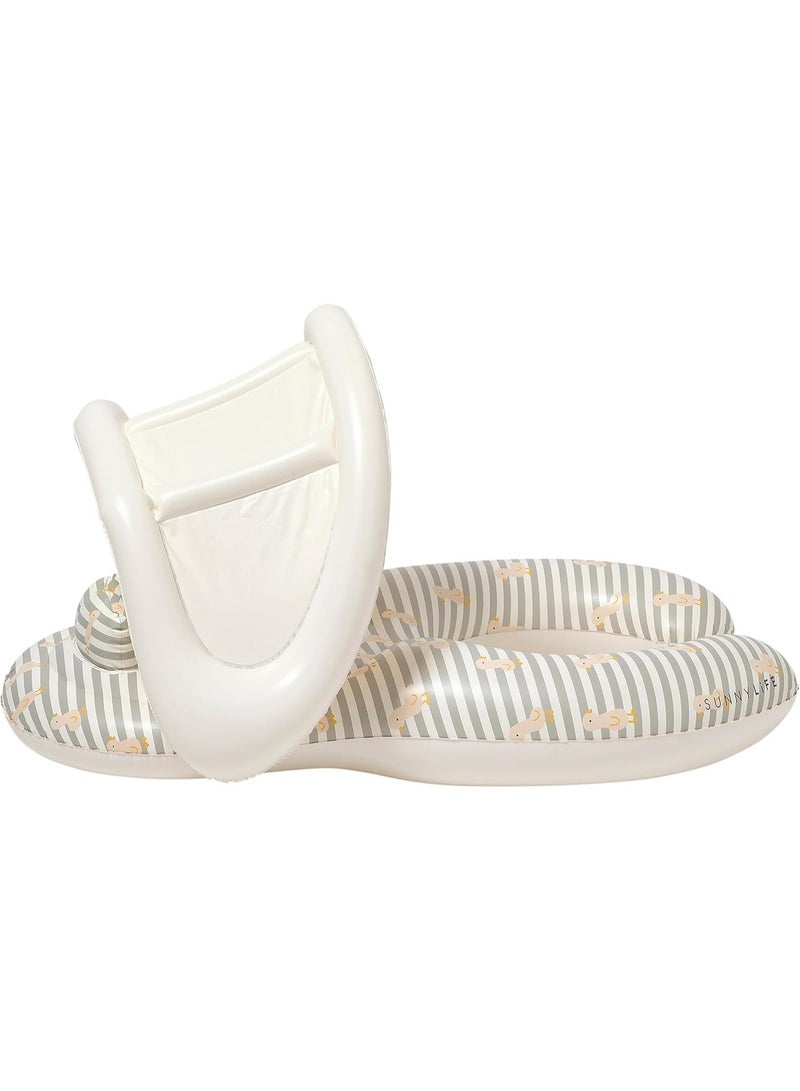 Sunnylife Float Together Baby Seat Dex The Duck Yellow, Removable Shade Canopy, Soft Leg Support, Caregiver & Baby Dual Float, Baby Pool Seat - Image 2