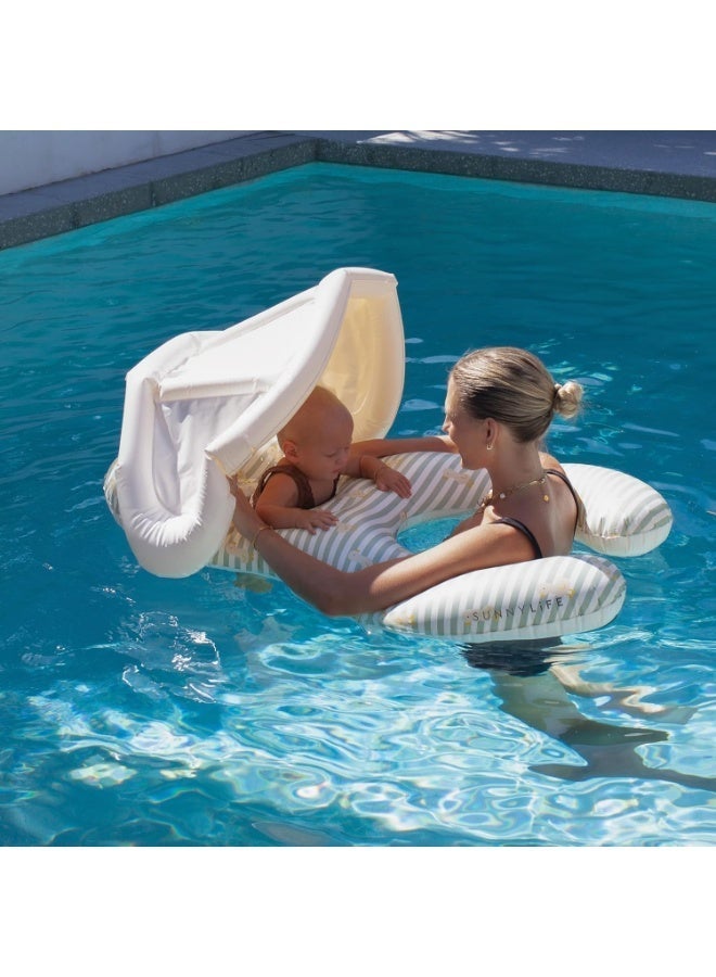 Sunnylife Float Together Baby Seat Dex The Duck Yellow, Removable Shade Canopy, Soft Leg Support, Caregiver & Baby Dual Float, Baby Pool Seat - Image 5
