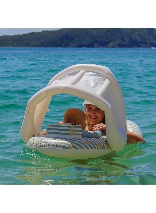 Sunnylife Float Together Baby Seat Dex The Duck Yellow, Removable Shade Canopy, Soft Leg Support, Caregiver & Baby Dual Float, Baby Pool Seat - Image 4