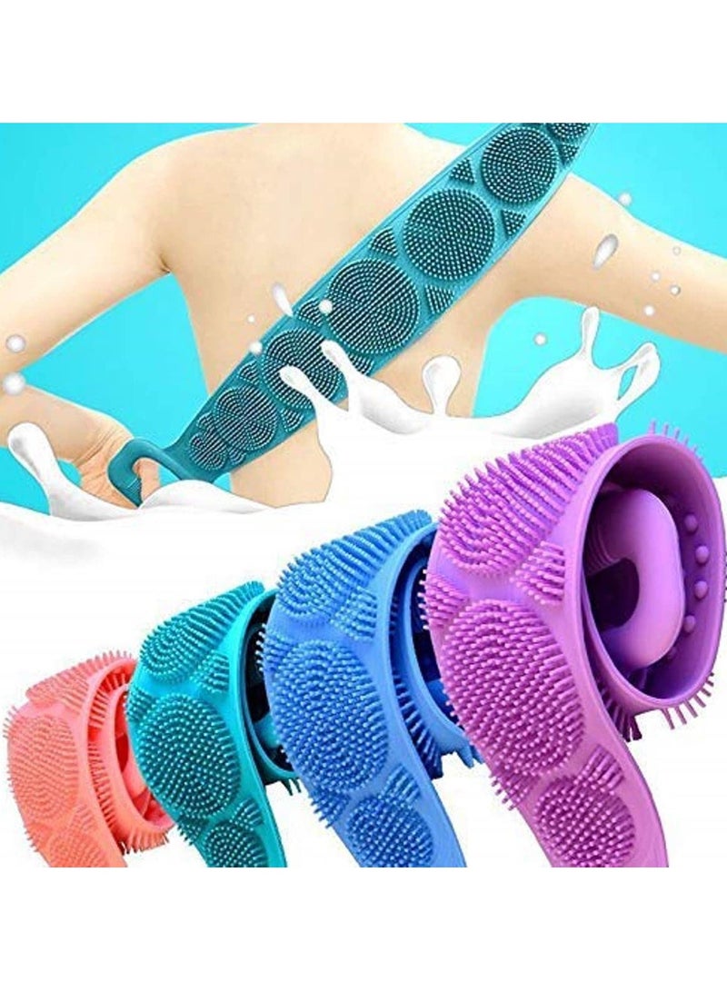 Silicone Body Back Scrubber Double Side Bathing Brush For Skin Deep Cleaning Massage Dead Skin Removal Exfoliating Belt For Shower For Men & Women - Image 1