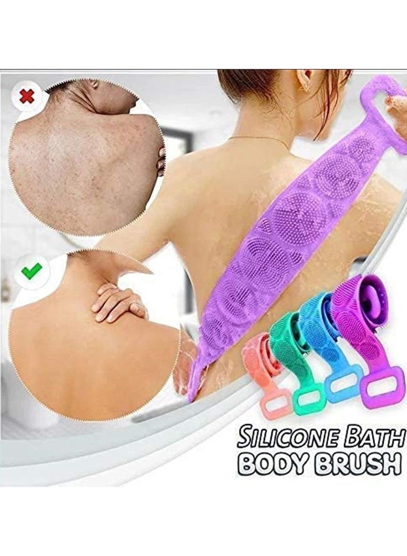Silicone Body Back Scrubber Double Side Bathing Brush For Skin Deep Cleaning Massage Dead Skin Removal Exfoliating Belt For Shower For Men & Women - Image 2