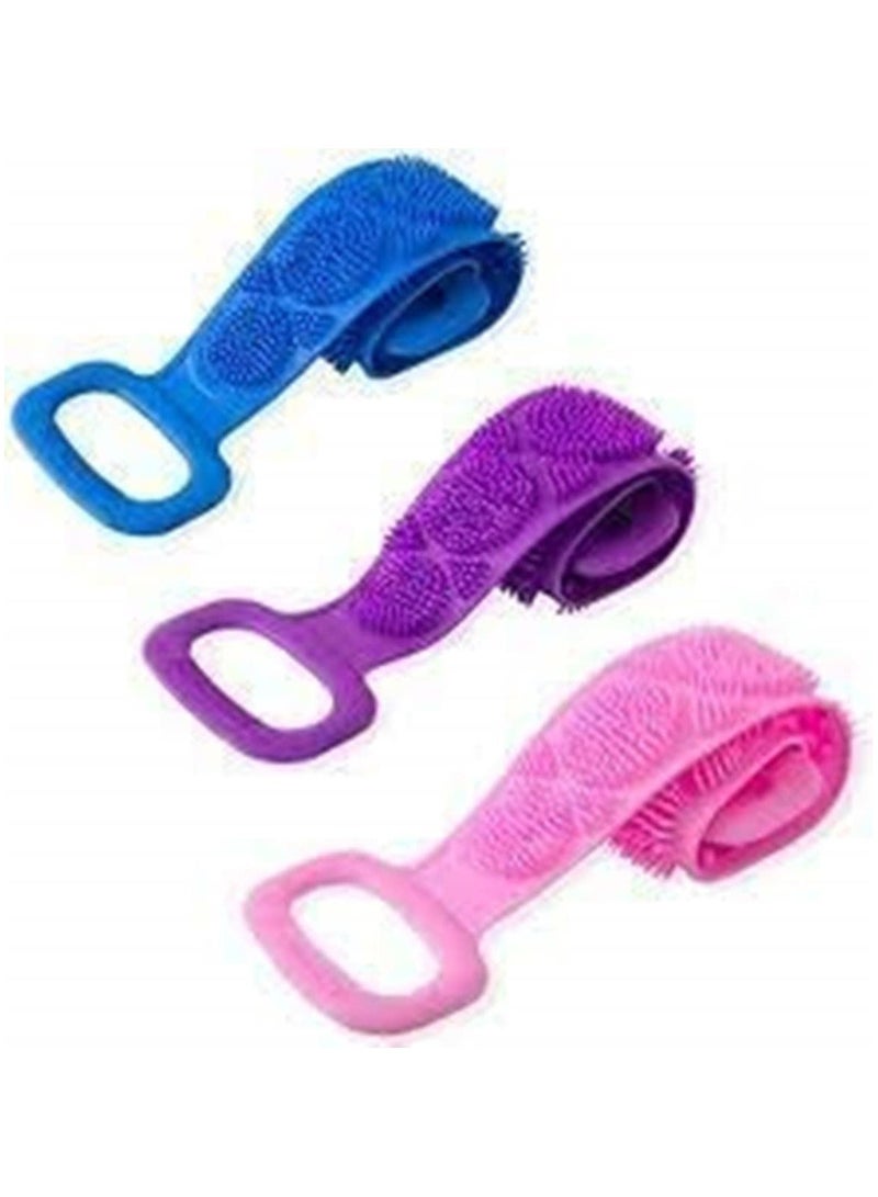 Silicone Body Back Scrubber Double Side Bathing Brush For Skin Deep Cleaning Massage Dead Skin Removal Exfoliating Belt For Shower For Men & Women - Image 3