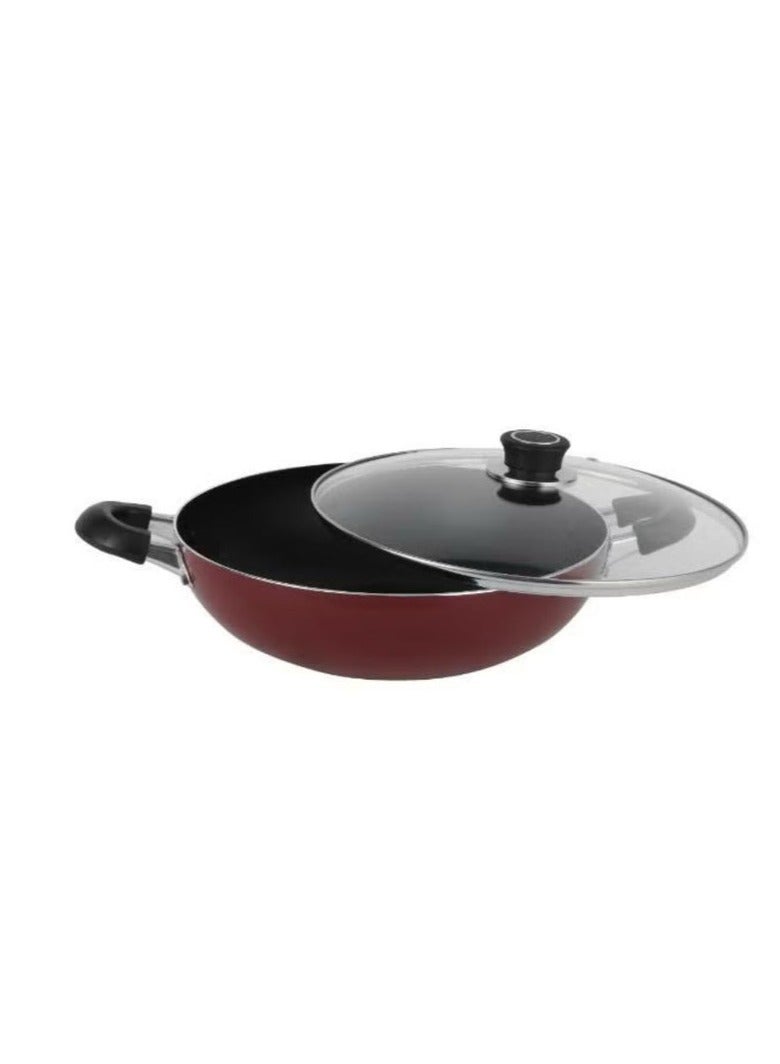 AKDC ROYALFORD Wok Pan with Glass Lid 30cm x 8.5cm, 3 Layer Non-Stick Coating - Image 2