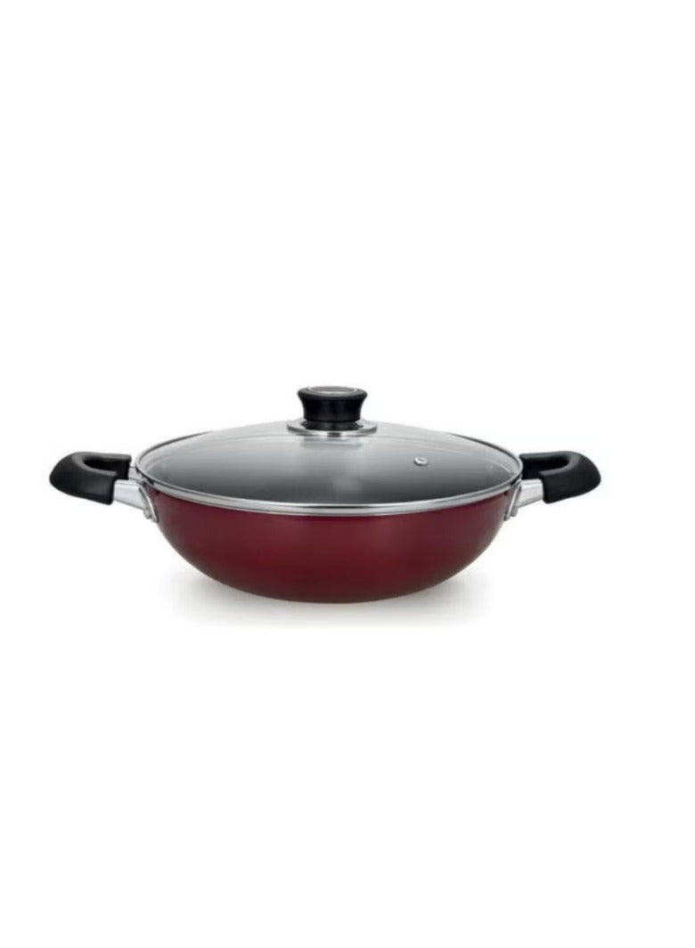 AKDC ROYALFORD Wok Pan with Glass Lid 30cm x 8.5cm, 3 Layer Non-Stick Coating - Image 1