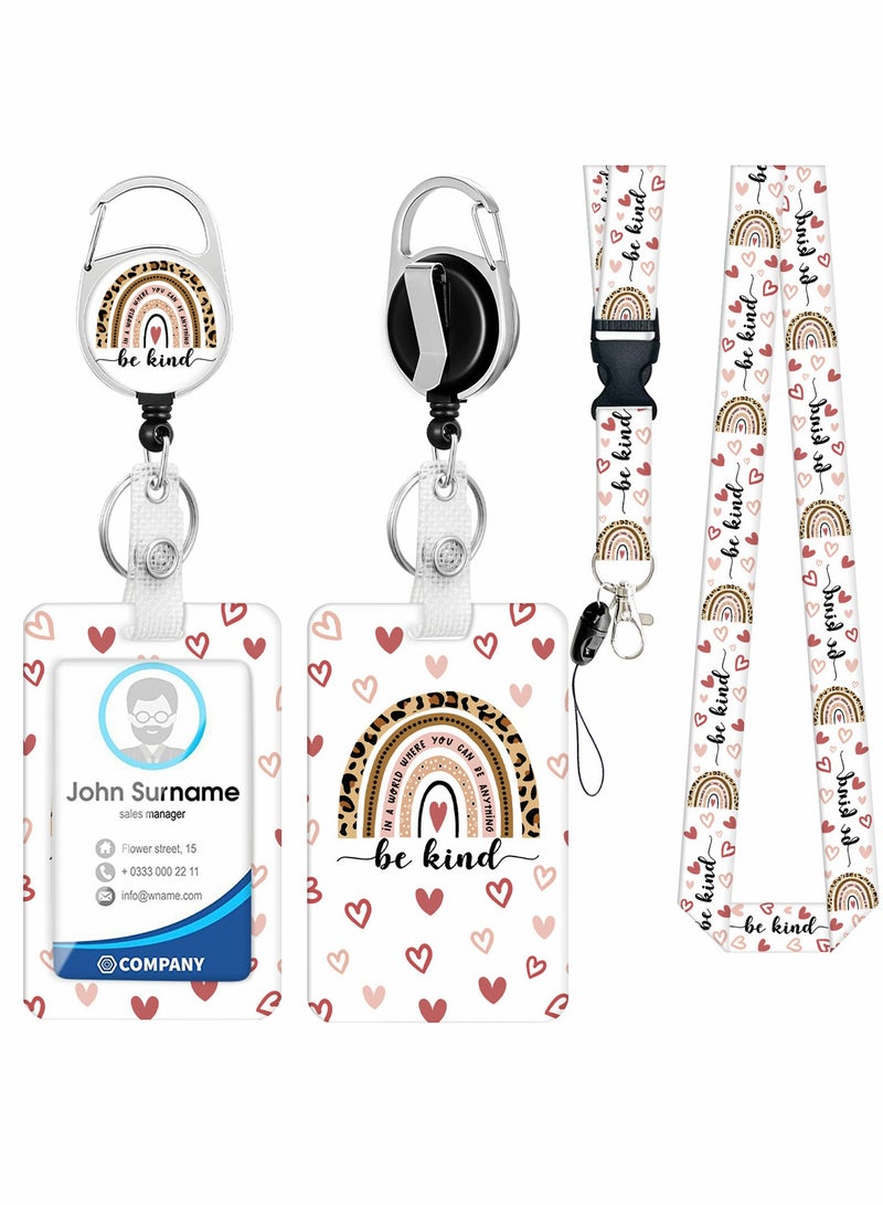 Stylish Retractable ID Badge Holder with Lanyard - Leopard Print Name Tag Clips for Nurses, Doctors & Medical Students - Image 1