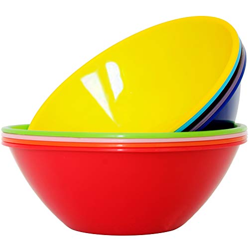 Youngever 9 Pack 3000ML Re-usable Plastic Mixing and Serving Bowls, Popcorn Bowls, Salad Bowls, Chip and Dip Serving Bowls, in 9 Colors (Rainbow) - Image 1