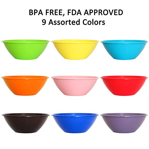 Youngever 9 Pack 3000ML Re-usable Plastic Mixing and Serving Bowls, Popcorn Bowls, Salad Bowls, Chip and Dip Serving Bowls, in 9 Colors (Rainbow) - Image 3