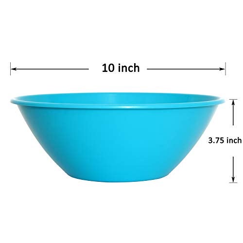 Youngever 9 Pack 3000ML Re-usable Plastic Mixing and Serving Bowls, Popcorn Bowls, Salad Bowls, Chip and Dip Serving Bowls, in 9 Colors (Rainbow) - Image 2