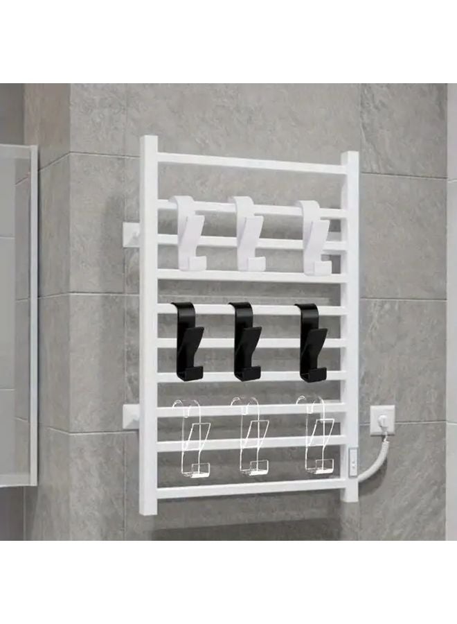 White Heated Towel Radiator Rail Hook Rack 2pcs Multifunctional Drying Rack - Image 5