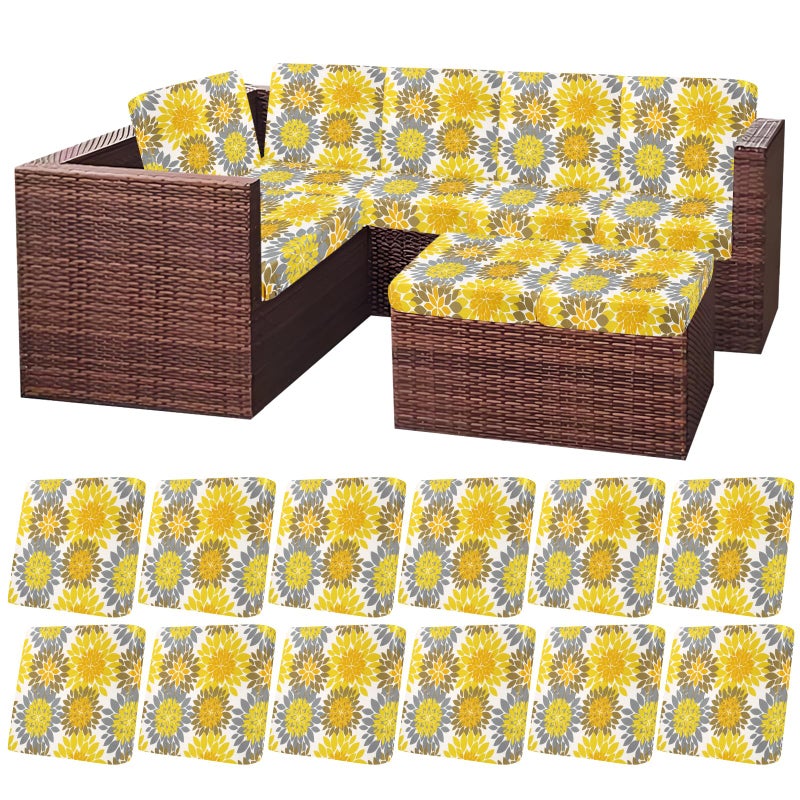 HEBE RUGS HEBE Outdoor Patio Cushion Covers Set of 12 Waterproof Stretch Seat Cushion Cover for Patio Furniture Clearance Outdoor Sofa Cushion Cover Replacement Couch Slipcovers Chair Seat Cover