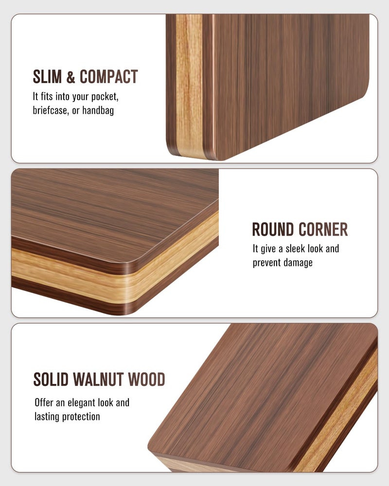 MaxGear Premium Wooden Business Card Holder for Men Natural Wood Business Card Case Walnut Credit Cards Pockat with Magnetic Closure Portable Slim Name Cards Holders - Image 3