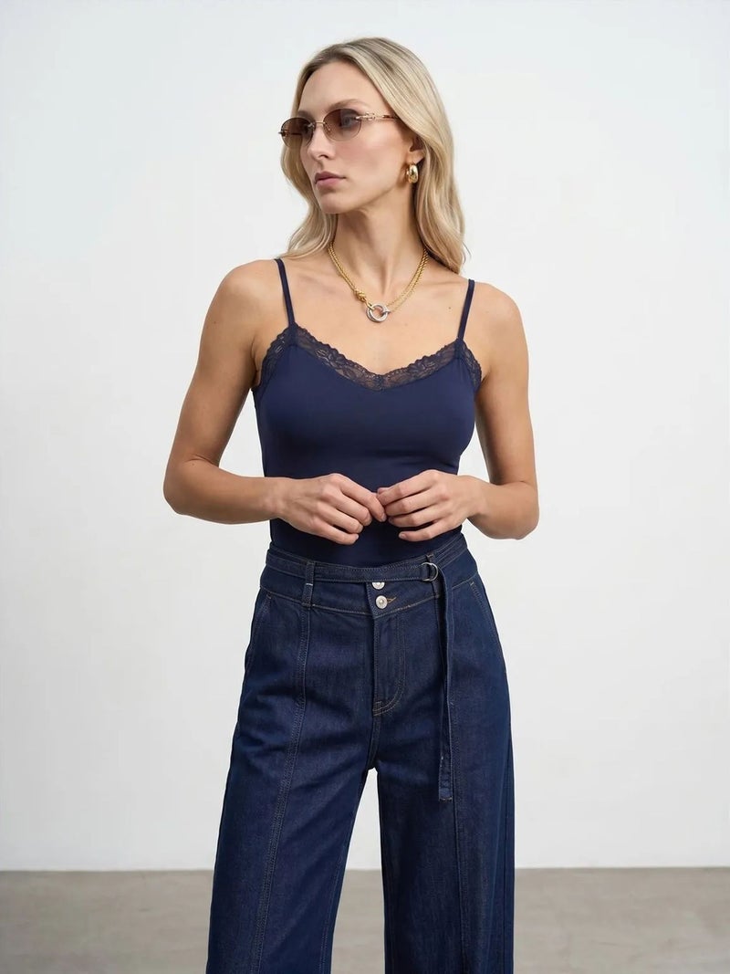 DILVIN Slim Fit Sleeveless V-Neck Cami Blouse - Image 1