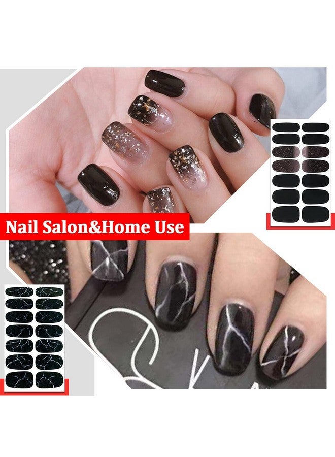 SILPECWEE 20 Sheets Black Style Nail Wraps for Women Stick on Nail Polish Strips Glitter Solid Color Self Adhesive Nail Polish Stickers Fingernail Manicure Sticker Nail Art with 1pc Nail File - Image 3