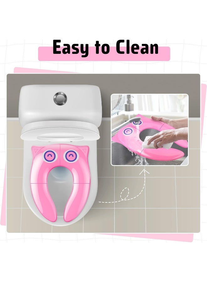 Maliton Maliton Portable Potty Seat for Toddlers Travel - Foldable Non-Slip Toilet Seat Cover for Girls Baby Kids with Drawstring Bag (Pink Owl) - Image 5