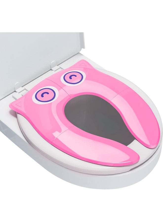 Maliton Maliton Portable Potty Seat for Toddlers Travel - Foldable Non-Slip Toilet Seat Cover for Girls Baby Kids with Drawstring Bag (Pink Owl) - Image 1