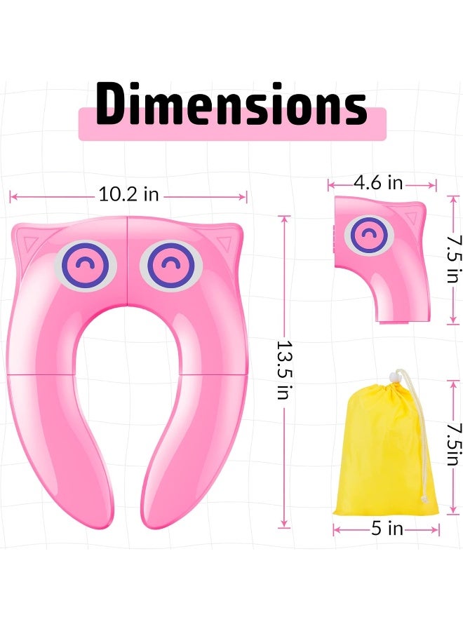 Maliton Maliton Portable Potty Seat for Toddlers Travel - Foldable Non-Slip Toilet Seat Cover for Girls Baby Kids with Drawstring Bag (Pink Owl) - Image 2