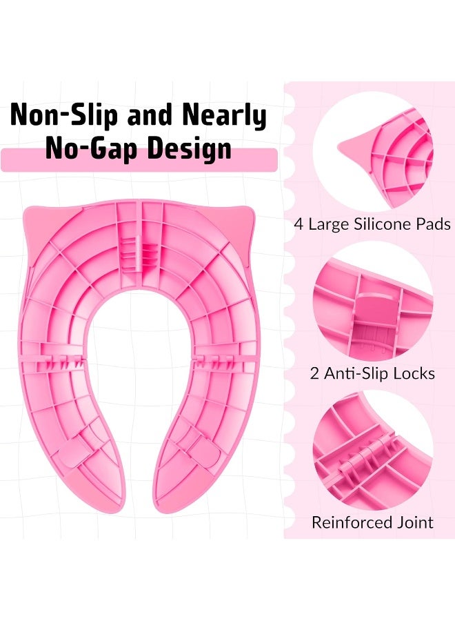 Maliton Maliton Portable Potty Seat for Toddlers Travel - Foldable Non-Slip Toilet Seat Cover for Girls Baby Kids with Drawstring Bag (Pink Owl) - Image 3