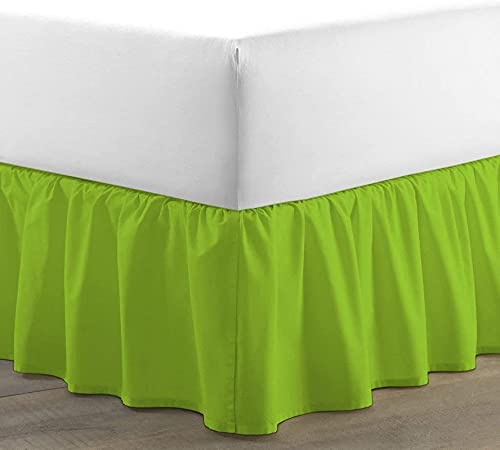 YRM Bedding's Parrot Green Bed Skirt Wrap Around 600 Microfiber with Easy Fit with 15 Inch Tailored Drop Shrinkage and Fade Resistant with Microfiber 15 Bed Skirt Twin Size 39 x 80 - Image 2