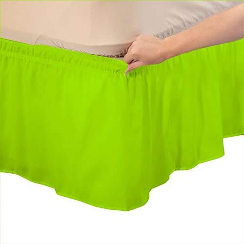 YRM Bedding's Parrot Green Bed Skirt Wrap Around 600 Microfiber with Easy Fit with 15 Inch Tailored Drop Shrinkage and Fade Resistant with Microfiber 15 Bed Skirt Twin Size 39 x 80 - Image 1