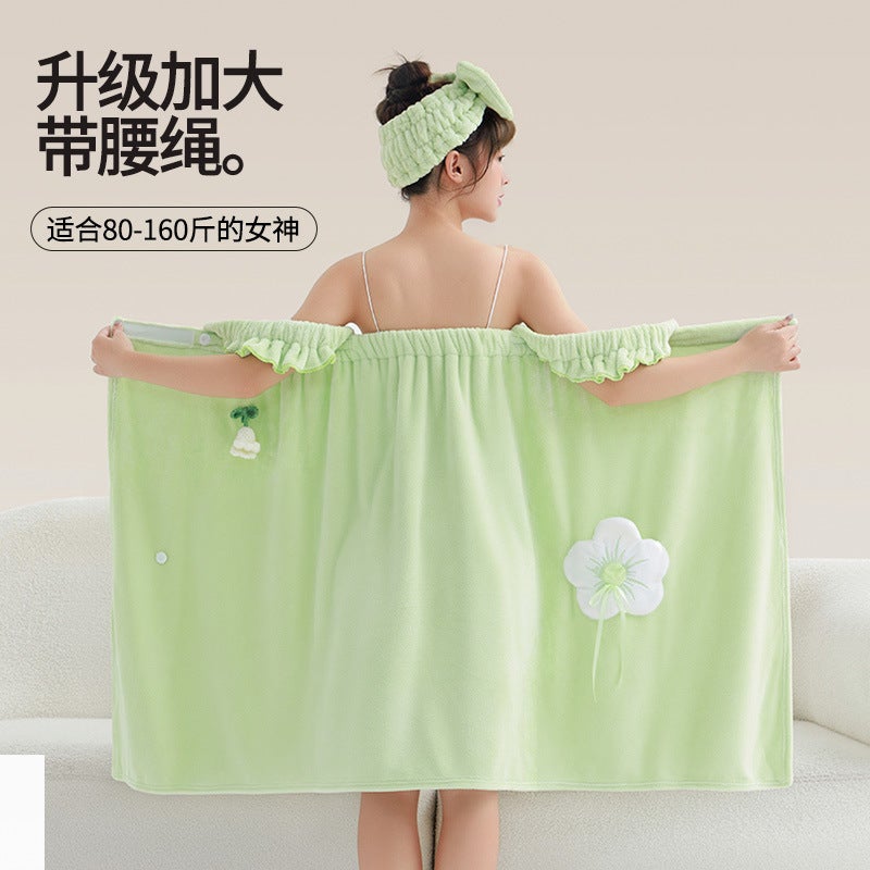 New Style Thickened Bath Towel Girls Can Wear Wrap Cotton Absorbent Quick-Drying Household Nightgown Bathing Bathrobe Bath Skirt - Image 4