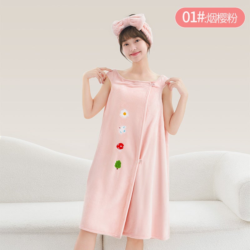New Style Thickened Bath Towel Girls Can Wear Wrap Cotton Absorbent Quick-Drying Household Nightgown Bathing Bathrobe Bath Skirt - Image 1