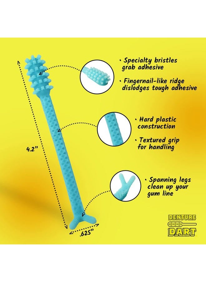 Denture Dart V3 Hard Plastic Denture Brush - Denture Gel Adhesive Remover - Remove Denture Gel Adhesive & Glue from Mouth & Gums, Oral Hygiene Product, Scraper w/Textured Grip and Rigid Bristles - Image 3