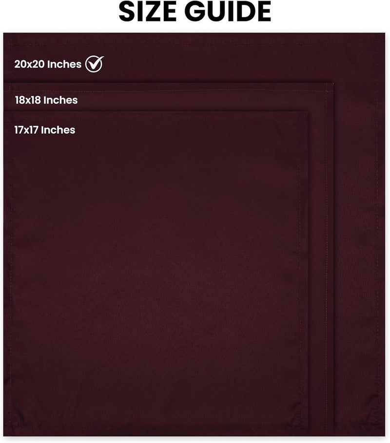 Utopia Home 24 Pack Burgundy Cloth Napkins 20x20 Inches 100 Polyester Hemmed Edges Washable and Reusable Ideal for Parties Weddings and Dinners - Image 2