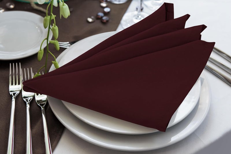 Utopia Home 24 Pack Burgundy Cloth Napkins 20x20 Inches 100 Polyester Hemmed Edges Washable and Reusable Ideal for Parties Weddings and Dinners - Image 4