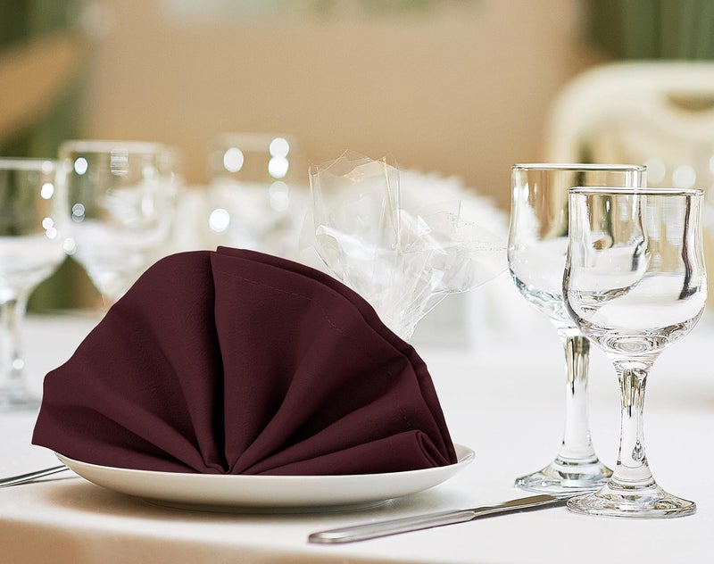 Utopia Home 24 Pack Burgundy Cloth Napkins 20x20 Inches 100 Polyester Hemmed Edges Washable and Reusable Ideal for Parties Weddings and Dinners - Image 5
