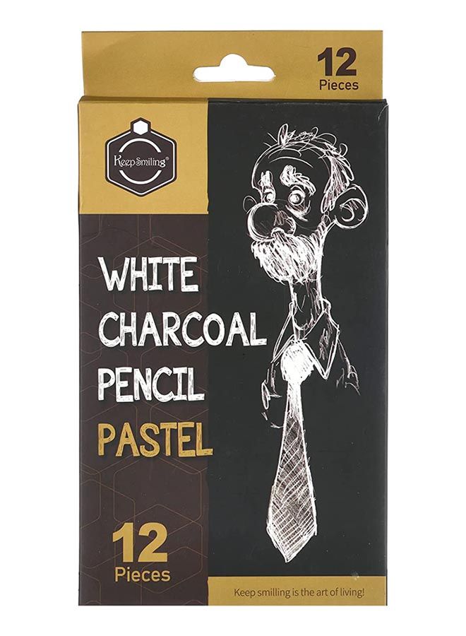 Keep Smiling White Charcoal Pen Set 12 Pcs - Image 1