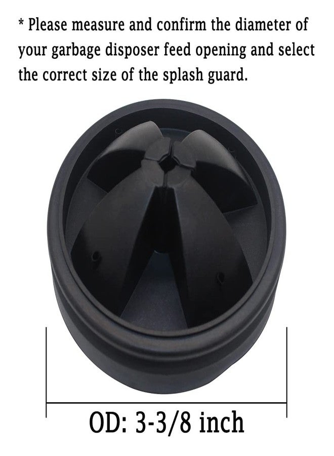 Joywayus قطعتان من المطاط الأسود مقاس 3-3/8 بوصة، واقي من رذاذ مطحنة القمامة، طوق هادئ، حاجز حوض بديل، سدادات تصريف مطورة قابلة للإزالة، أجزاء وملحقات مطحنة نفايات الطعام متعددة الوظائف - Image 2