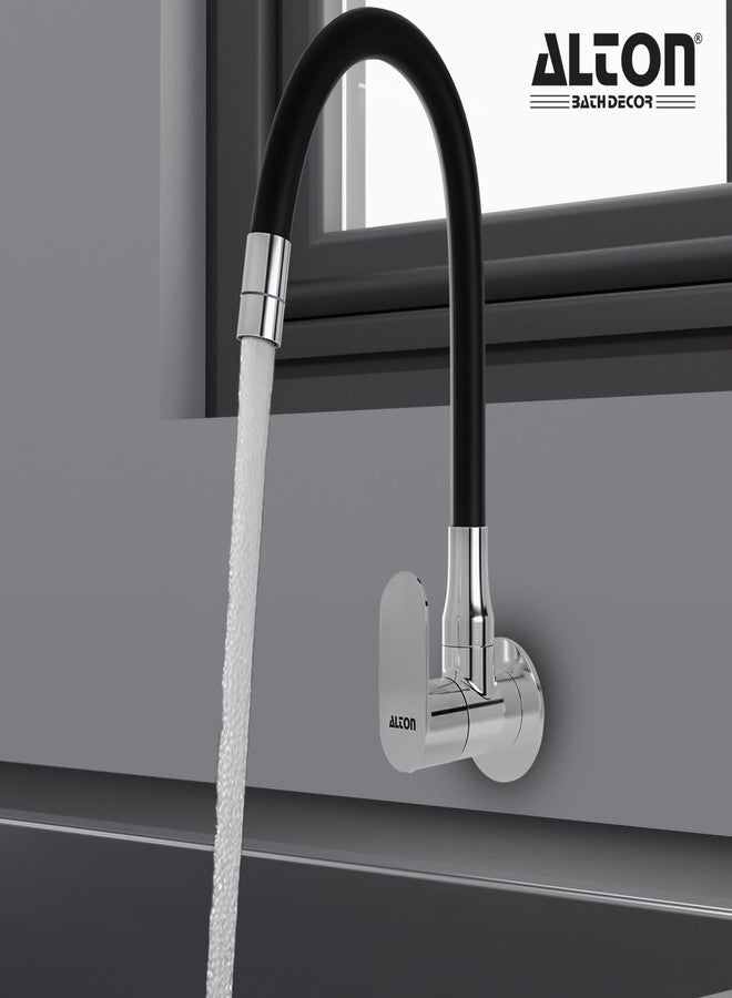 ALTON AXN9466 Brass, Sink Cock with Flexible Swivel Spout, Black & Chrome Finish (Single Flow) - Image 4