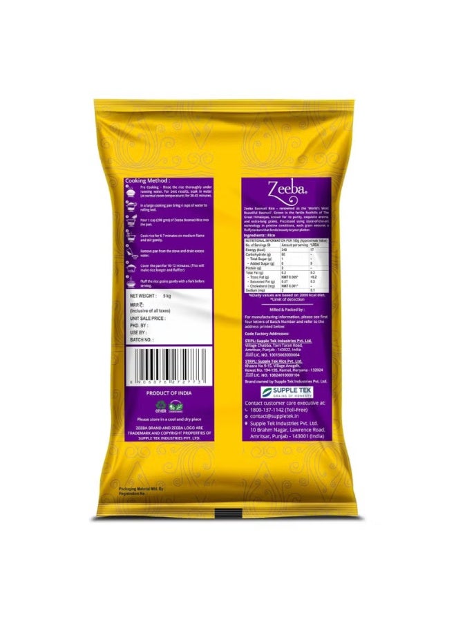 ZEEBA Premium Basmati Rice  Purple Plastic Pouch 5kg - Image 2