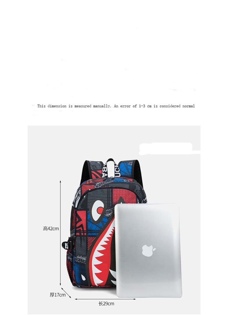 Taiahiro Oxford cloth Shark schoolbag, large-capacity schoolbag for primary and secondary school students, backpack with personality and simplicity.  - Image 2