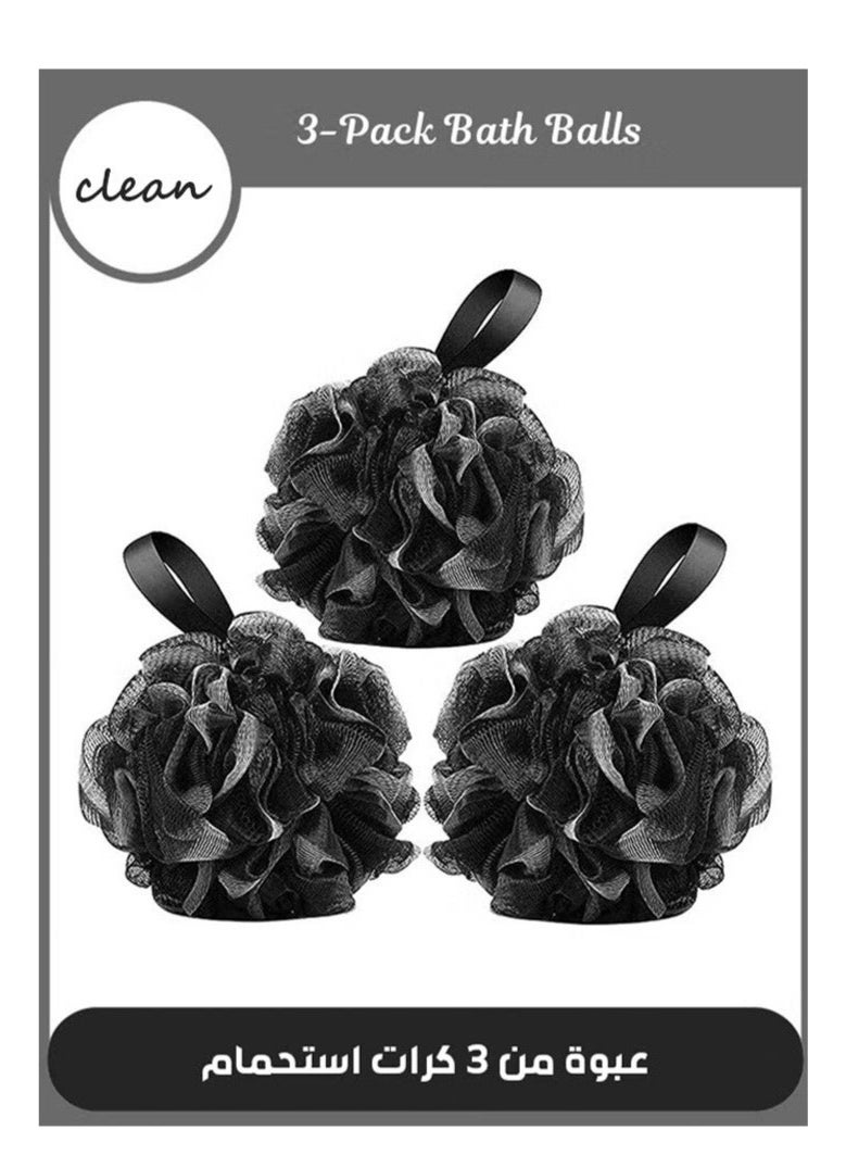 Bukela 3 Pack Bath Sponges Bath Shower Sponge Exfoliating Pouf Loofahs Shower Scrub Mesh Body Brush Ball for Women Men - Image 1