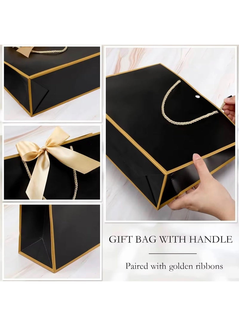 8 Pcs Gift Bags Favor Bags,with Bow Ribbon and Greeting Cards,Waterproof Colorful Paper Gift Bags, for BabyShower, Birthday, Wedding, Party, Festival,Holiday(8 Colors) - Image 3