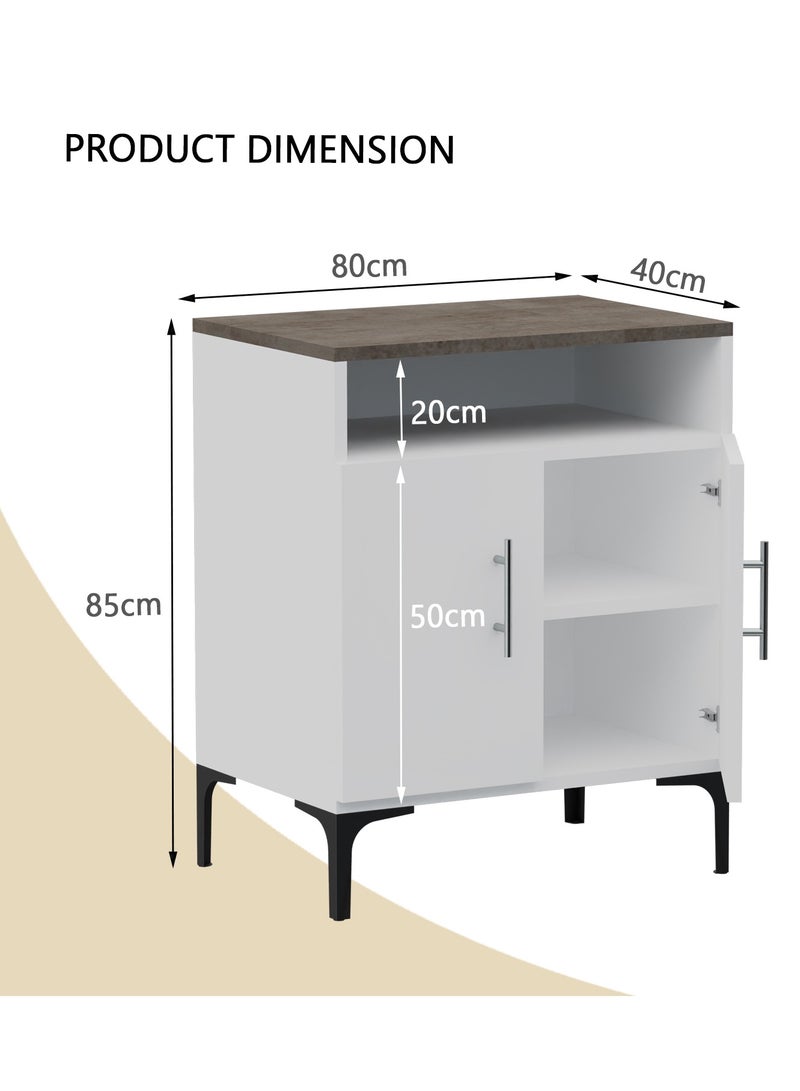 Mahmayi Mahmayi Stylish Multifunctional Medium Height Cabinet with 2 Drawer, 2 Shelf Storage Ideal for Living Room, Kitchen, Bedroom - Dark Grey Chicago Concrete and Premium White  - Image 2