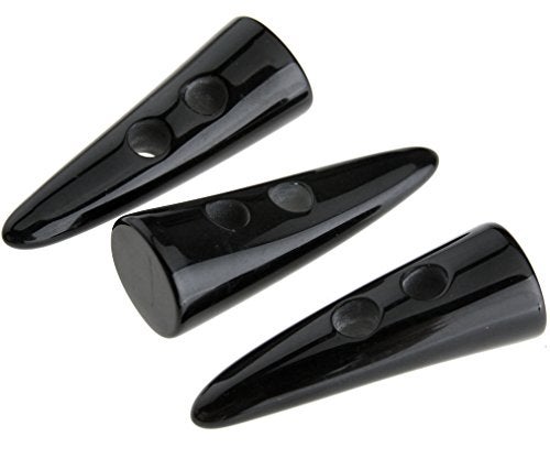 Micro Trader 10pcs Black Resin Toggle Buttons Horn Tooth Shape Two Holes Compatible with Duffel Coat Jacket Blazer Sewing - Image 2