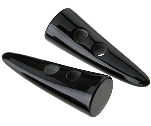Micro Trader 10pcs Black Resin Toggle Buttons Horn Tooth Shape Two Holes Compatible with Duffel Coat Jacket Blazer Sewing - Image 4