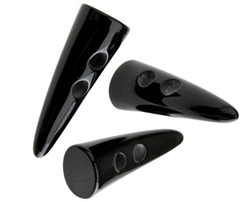 Micro Trader 10pcs Black Resin Toggle Buttons Horn Tooth Shape Two Holes Compatible with Duffel Coat Jacket Blazer Sewing - Image 3
