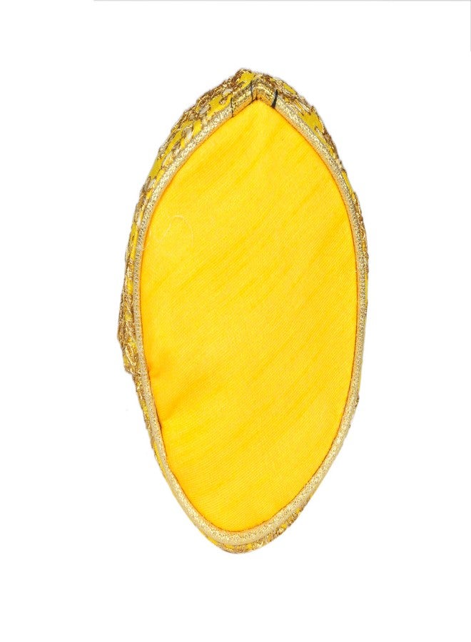 SuneshCreation Raw Silk Floral Ethnic Rajasthani Traditional Work Potli Purse with Beads Handle for Women with Zipper, Potli Bags for Return Gifts, Potli Pouches for Baby Shower (Yellow) - Image 2