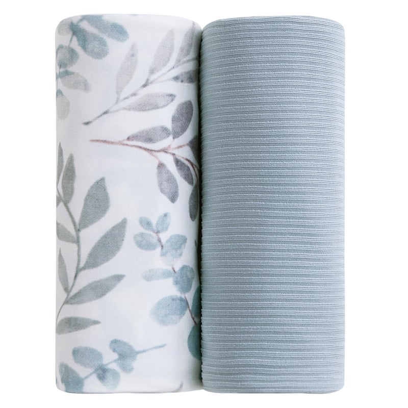 Viviland Jersey Swaddle Blanket Ultra Soft Stretchy Receiving Blanket Newborn Swaddle Wrap for Boys Girls 40 x 30 inches 2 Pcs