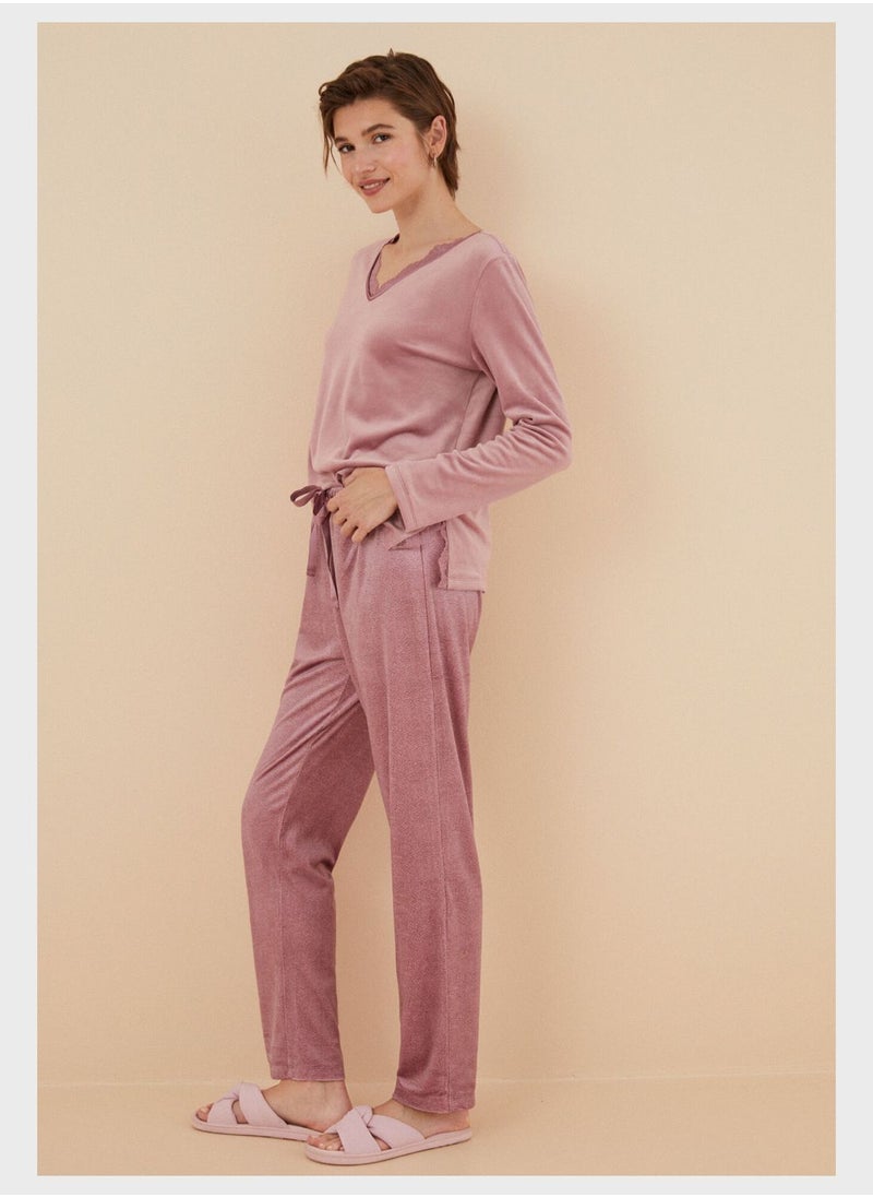 women'secret - Lace Detail Pyjama Top - Image 1